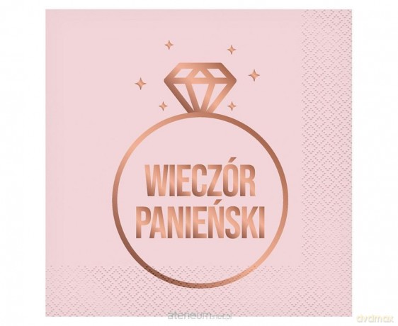 Serwetki Wieczór Panieński różowe 33x33 cm 20 szt.