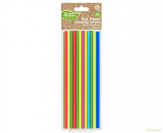 Słomki papierowe tęczowy MIX 197x6mm 24 szt