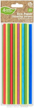 Słomki papierowe tęczowy MIX 197x6mm 24 szt