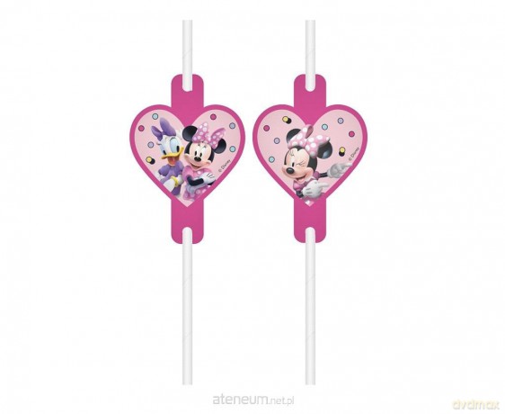 Słomki papierowe z medalionem Myszka Minnie 4 szt