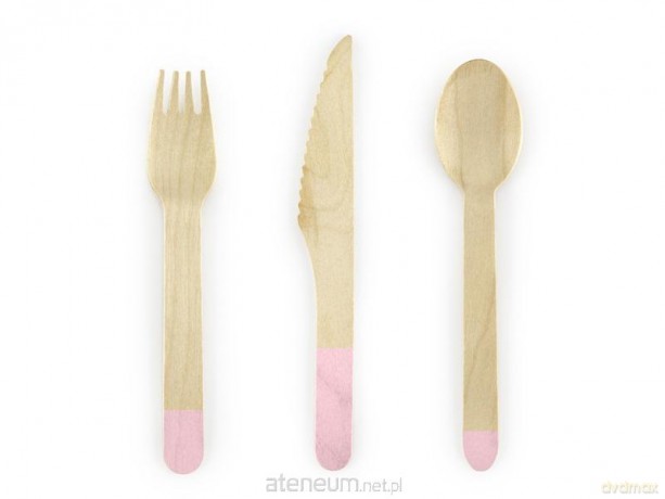 Sztućce drewniane różowe 16 cm 18 szt