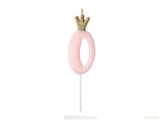 Świeczka urodzinowa 0 jasny różowy 9.5 cm