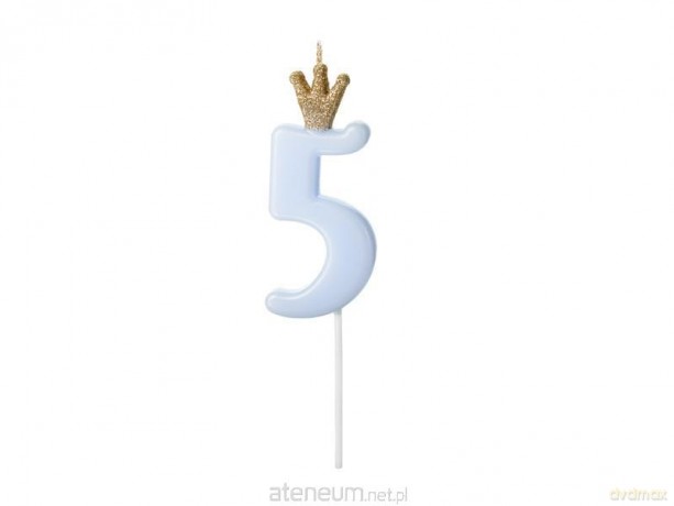 Świeczka urodzinowa 5 jasny niebieski 9,5 cm