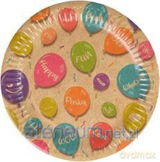 Talerze papierowe Kraft Balloons 12 szt