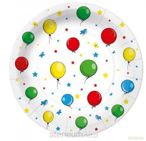 Talerze papierowe okrągłe eko Balony 18 cm 10 szt
