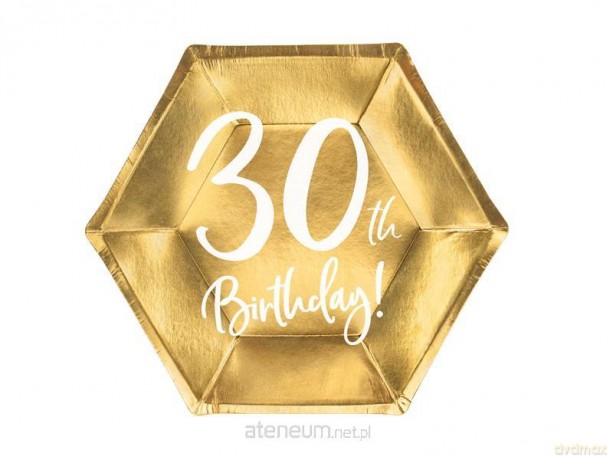 Talerzyki 30th Birthday złote 20 cm 6 szt