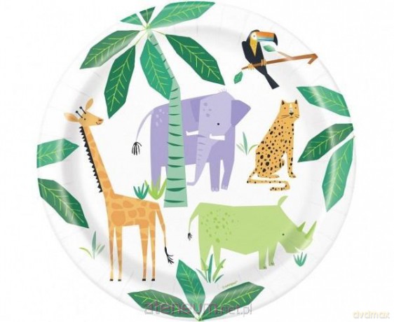 Talerzyki papierowe Animal Safari 23 cm 8 szt