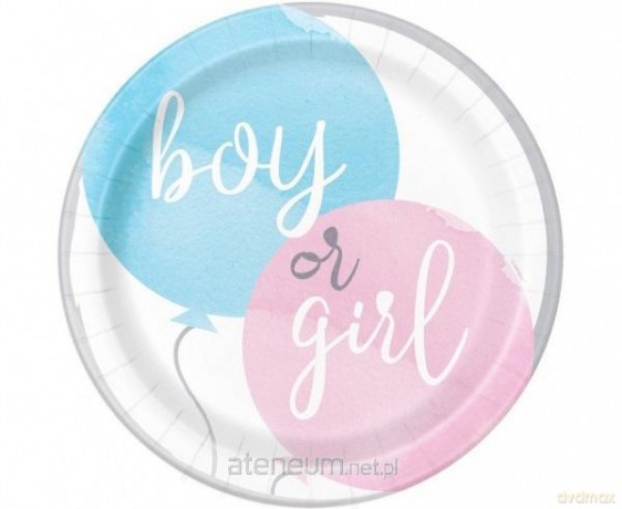 Talerzyki papierowe Gender Party 23 cm 8 szt