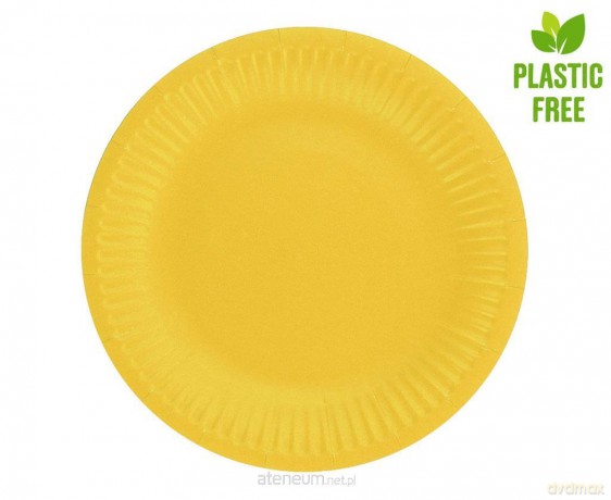 Talerzyki papierowe jednokolorowe żółte 18 cm 6 szt