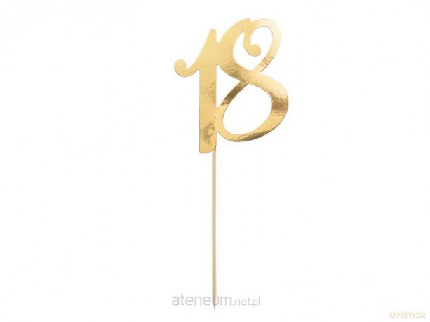 Topper na tort 18 złoty 20.5 cm