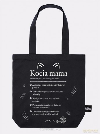 Torba bawełniana czarna Kocia mama