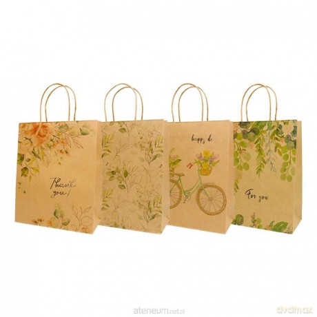 Torba prezentowa 26x32 kraft rower, kwiaty mix