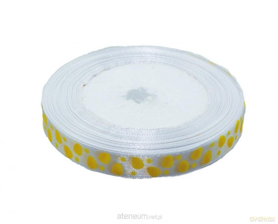 Wstążka satynowa wielkanocna biała 12mmx22m