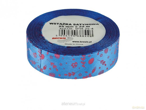 Wstążka satynowa wielkanocna niebieska 25mmx22m