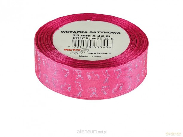 Wstążka satynowa wielkanocna różowa 25mmx22m