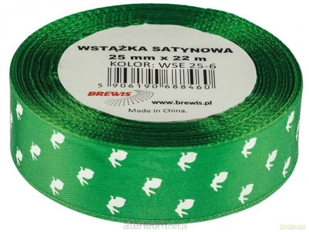 Wstążka satynowa wielkanocna zielona 25mmx22m