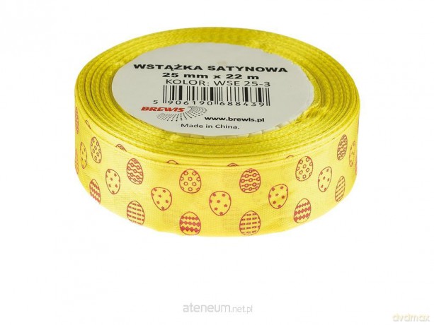 Wstążka satynowa wielkanocna żółta 25mmx22m