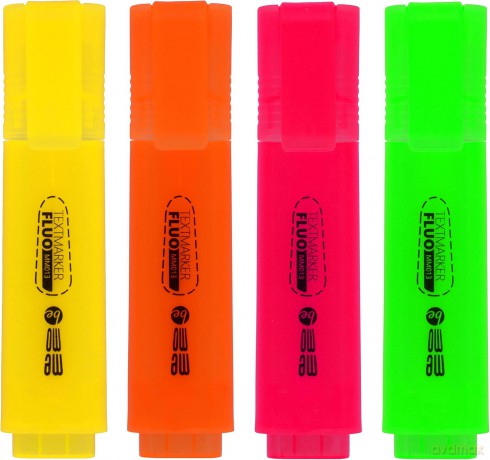 Zakreślacze neonowe etui 4 kolory MemoBe