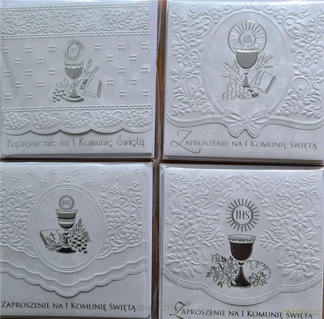Zaproszenia Komunia kwadrat 5 szt
