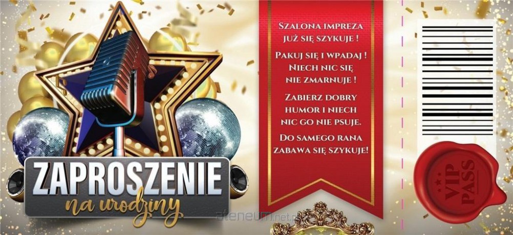 Zaproszenie Urodziny (10 szt)