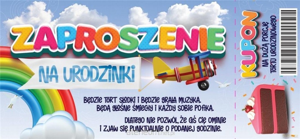 Zaproszenie Urodziny (10 szt)