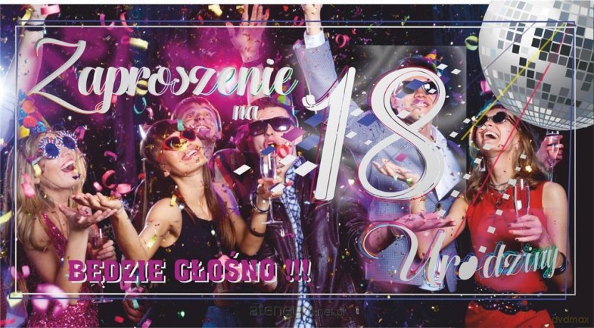 Zaproszenie Urodziny 18 (10 szt)