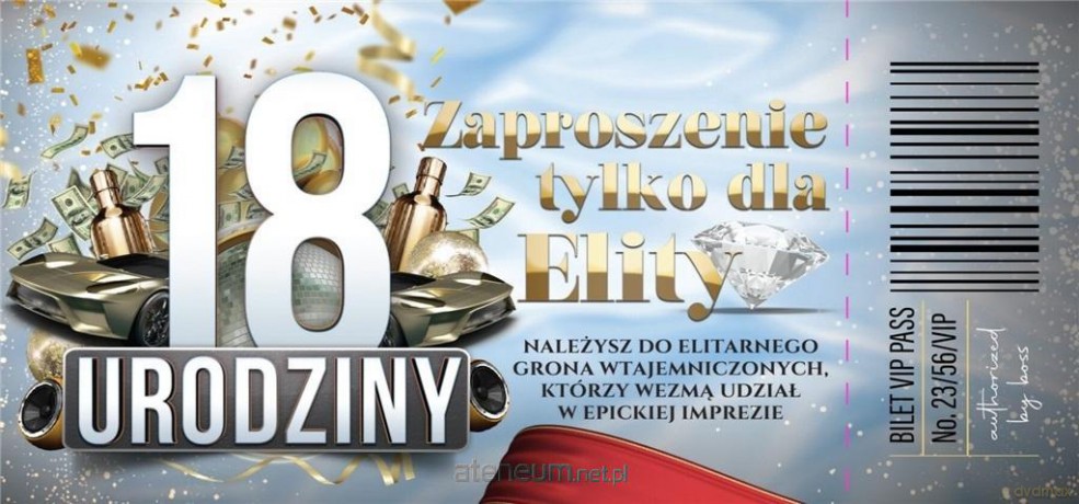 Zaproszenie Urodziny 18 (10 szt)