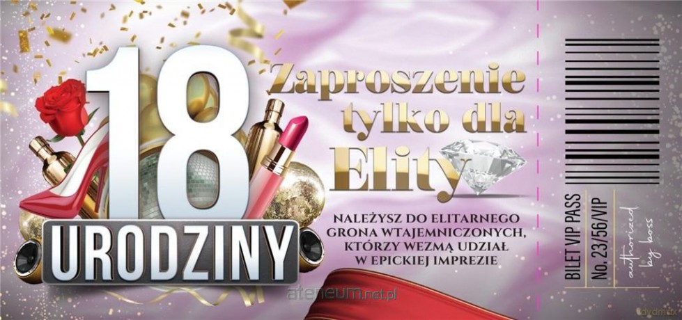 Zaproszenie Urodziny 18 (10 szt)