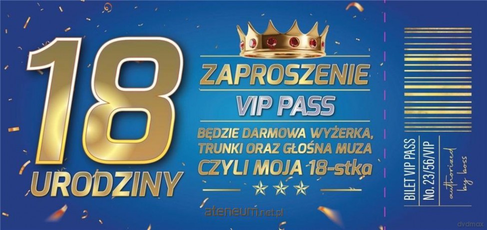 Zaproszenie Urodziny 18 (10 szt)