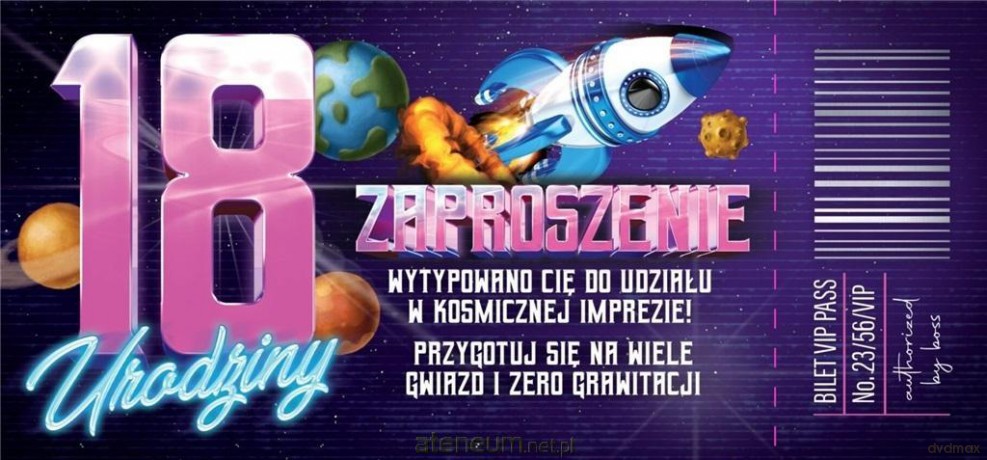 Zaproszenie Urodziny 18 (10 szt)