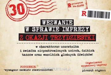 Zaproszenie Urodziny 30 ZA-105 (10 szt.)