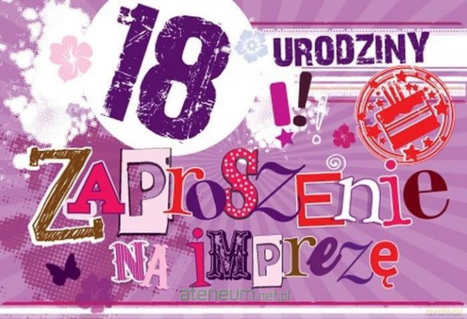Zaproszenie ZZ-031 Urodziny 18 fiolet (5 szt.)