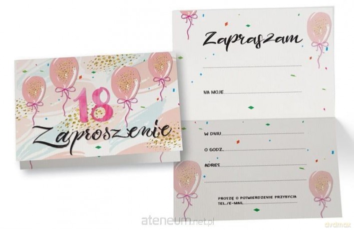 Zaproszenie ZZ-081 Urodziny 18 (5 szt.)