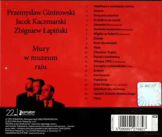 P.Gintrowski/J.Kaczmarski/Z.Łapiński: Mury W Muzeum Raju (Reedycja) [CD]
