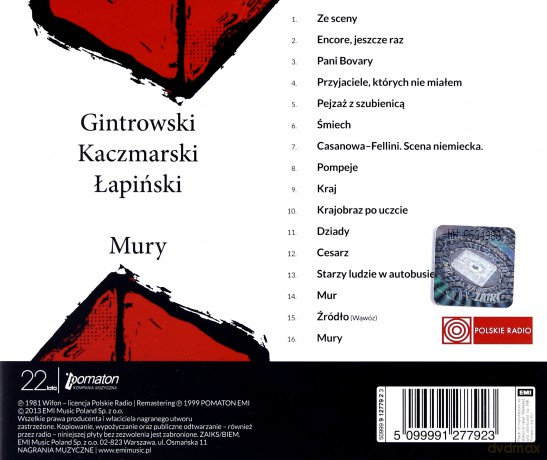 Gintrowski / Kaczmarski / Łapiński: Mury - 20 Lat Później (Reedycja) [CD]