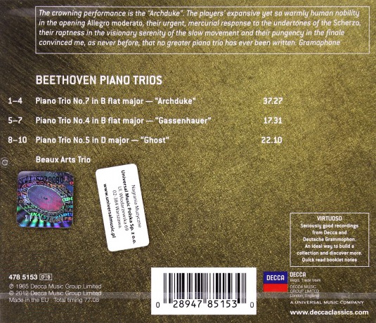 Beaux Arts Trio: Beethoven Piano Trios (Virtuoso) [CD]