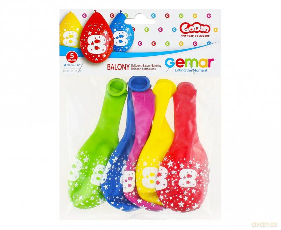 Balony 12 z nadrukiem 8 pastel wisz.A5 GS110/8W 18562