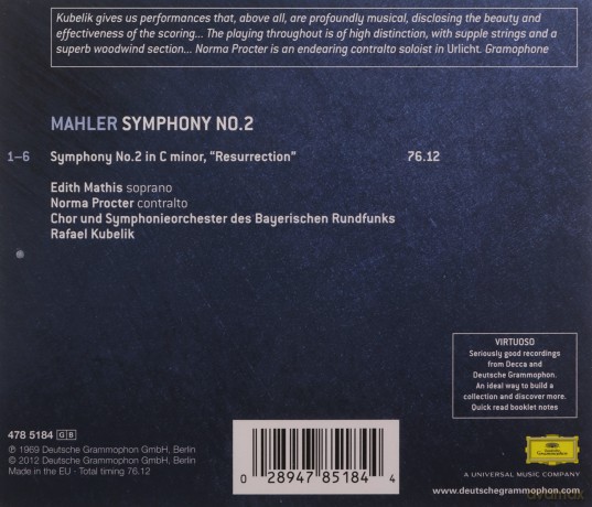 Rafael Kubelik: Mahler Symphony 2 (Virtuoso) [CD]