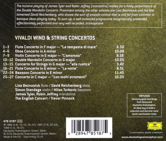 Trevor Pinnock: Vivaldi Wind And String Concertos (Virtuoso) [CD]