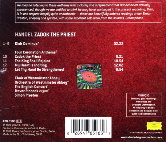 Simon Preston: Handle 4 Coronation Anthems (Virtuoso) [CD]