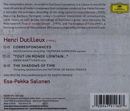 Esa-Pekka Salonen: Dutilleux Corresponances [CD]