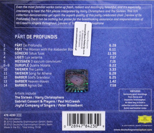 20th Century Choral Masterpieces: Górecki, Part (Virtuoso) [CD]