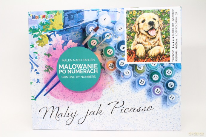 Malowanie po nr Piesek w kwiatach 1008237