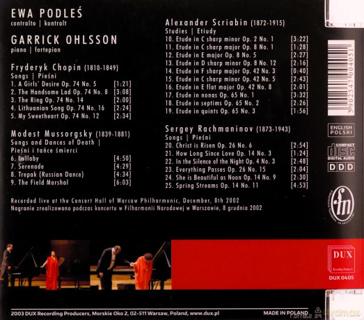 Chopin/Mussorgsky/Scriabin/Rachmaninov - Ewa Podleś/ Garrick Ohlsson