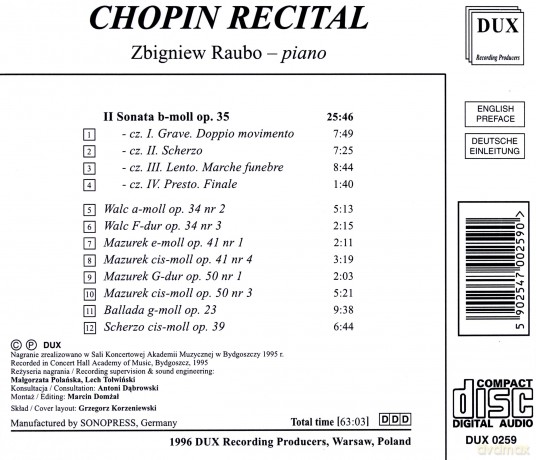 Chopin Recital vol.II - Zbigniew Raubo [CD]