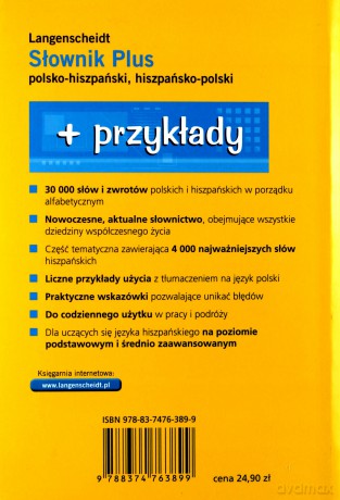 Słownik Plus Polsko-Hiszpański, Hiszpańsko-Polski + Przykłady [KSIĄŻKA]