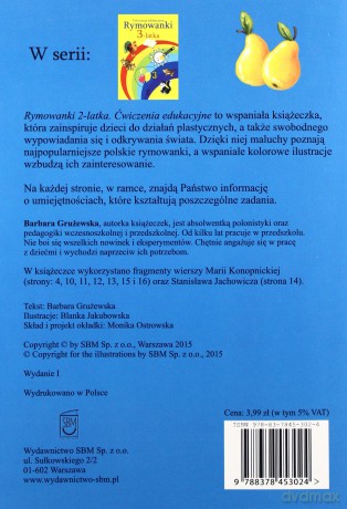 Rymowanki 2-Latka. Ćwiczenia Edukacyjne - Grużewska Barbara [KSIĄŻKA]