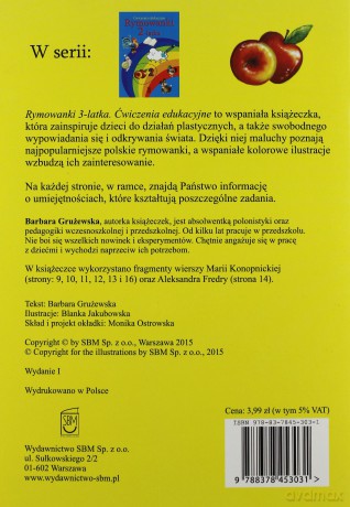 Rymowanki 3-Latka. Ćwiczenia Edukacyjne - Grużewska Barbara [KSIĄŻKA]