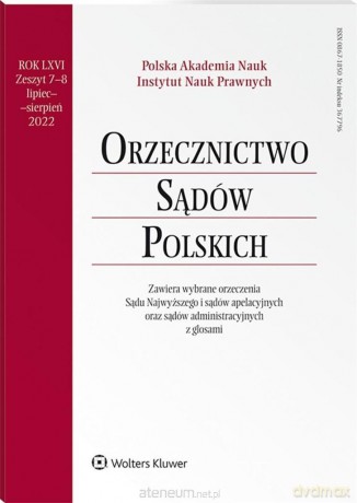 Orzecznictwo Sądów Polskich 7-8/2022 [KSIĄŻKA]