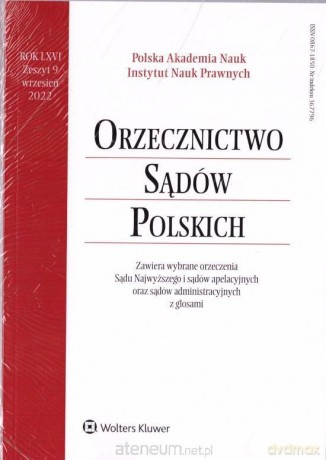 Orzecznictwo Sądów Polskich 9/2022 [KSIĄŻKA]